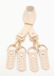 Angel Çanta Aksesuar Suni Deri 55 Cm Misu Model Çift Sap Krem Renk Light Gold Metal - 2