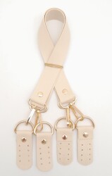 Angel Çanta Aksesuar Suni Deri 55 Cm Misu Model Çift Sap Krem Renk Light Gold Metal - 3