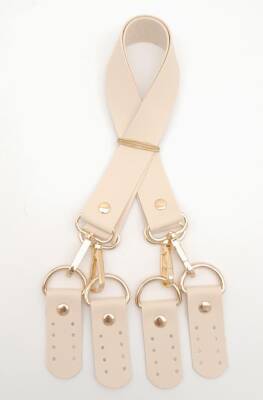 Angel Çanta Aksesuar Suni Deri 55 Cm Misu Model Çift Sap Krem Renk Light Gold Metal - 1