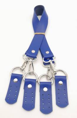 Angel Çanta Aksesuar Suni Deri 55 Cm Misu Model Çift Sap Mavi Renk Gümüş Metal - 2