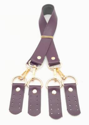 Angel Çanta Aksesuar Suni Deri 55 Cm Misu Model Çift Sap Mor Renk Light Gold Metal - 2