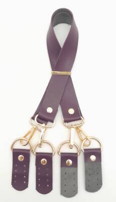 Angel Çanta Aksesuar Suni Deri 55 Cm Misu Model Çift Sap Mor Renk Light Gold Metal - 3