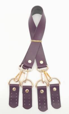 Angel Çanta Aksesuar Suni Deri 55 Cm Misu Model Çift Sap Mor Renk Light Gold Metal - 1