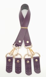 Angel Çanta Aksesuar Suni Deri 55 Cm Misu Model Çift Sap Mor Renk Light Gold Metal - Angel Çanta Aksesuar