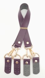 Angel Çanta Aksesuar Suni Deri 55 Cm Misu Model Çift Sap Mor Renk Light Gold Metal - 3