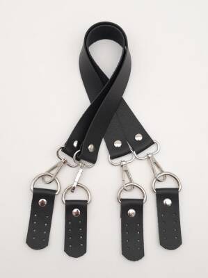 Angel Çanta Aksesuar Suni Deri 55 Cm Misu Model Çift Sap Siyah Renk Gümüş Metal - 1