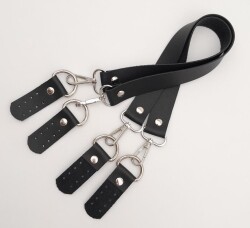 Angel Çanta Aksesuar Suni Deri 55 Cm Misu Model Çift Sap Siyah Renk Gümüş Metal - 3