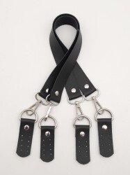 Angel Çanta Aksesuar Suni Deri 55 Cm Misu Model Çift Sap Siyah Renk Gümüş Metal - Angel Çanta Aksesuar