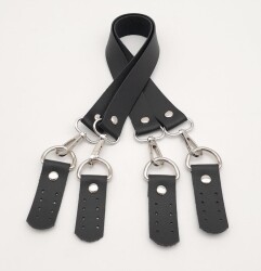 Angel Çanta Aksesuar Suni Deri 55 Cm Misu Model Çift Sap Siyah Renk Gümüş Metal - 2