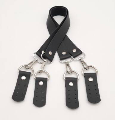 Angel Çanta Aksesuar Suni Deri 55 Cm Misu Model Çift Sap Siyah Renk Gümüş Metal - 2