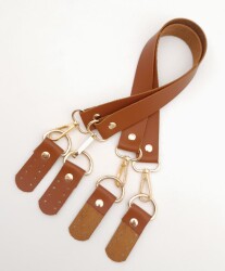 Angel Çanta Aksesuar Suni Deri 55 Cm Misu Model Çift Sap Taba Renk Light Gold Metal - 3