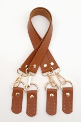 Angel Çanta Aksesuar Suni Deri 55 Cm Misu Model Çift Sap Taba Renk Light Gold Metal - Angel Çanta Aksesuar