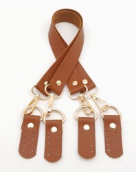 Angel Çanta Aksesuar Suni Deri 55 Cm Misu Model Çift Sap Taba Renk Light Gold Metal - 2