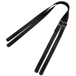 Angel Çanta Aksesuar Suni Deri Tek Tokalı Ayarlanabilir Çift Çanta Sapı Siyah Renk Gümüş Metal - 3