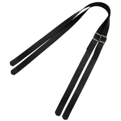 Angel Çanta Aksesuar Suni Deri Tek Tokalı Ayarlanabilir Çift Çanta Sapı Siyah Renk Gümüş Metal - 3