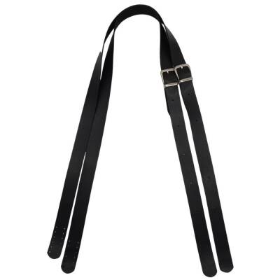 Angel Çanta Aksesuar Suni Deri Tek Tokalı Ayarlanabilir Çift Çanta Sapı Siyah Renk Gümüş Metal - 1