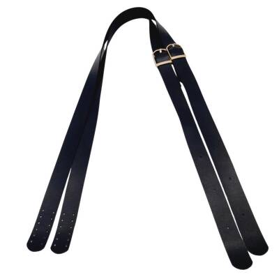 Angel Çanta Aksesuar Suni Deri Tek Tokalı Ayarlanabilir Çift Çanta Sapı Siyah Renk Light Gold Metal - 2