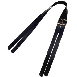 Angel Çanta Aksesuar Suni Deri Tek Tokalı Ayarlanabilir Çift Çanta Sapı Siyah Renk Light Gold Metal - 3