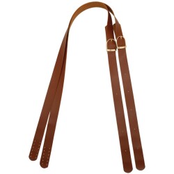 Angel Çanta Aksesuar Suni Deri Tek Tokalı Ayarlanabilir Çift Çanta Sapı Taba Renk Light Gold Metal - 1