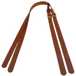 Angel Çanta Aksesuar Suni Deri Tek Tokalı Ayarlanabilir Çift Çanta Sapı Taba Renk Light Gold Metal - 2