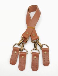 Angel Çanta Aksesuar Taba Gerçek Deri 55 Cm Çift Sap Misu Model Antik Metal - Angel Çanta Aksesuar