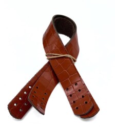 Angel Çanta Aksesuar Taba Renk Croco Desen 30x2 cm Gerçek Deri Çanta Sapı - Angel Çanta Aksesuar