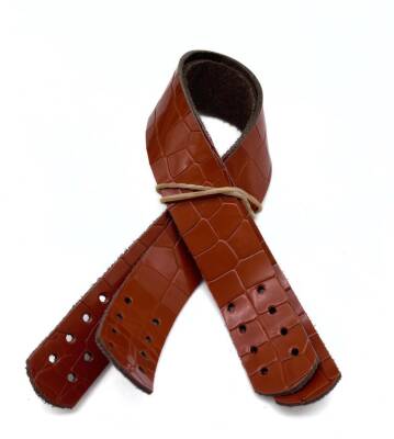 Angel Çanta Aksesuar Taba Renk Croco Desen 30x2 cm Gerçek Deri Çanta Sapı - 1