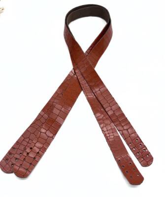 Angel Çanta Aksesuar Taba Renk Croco Desen Deri 70x2 cm Çift Çanta Sapı - 1