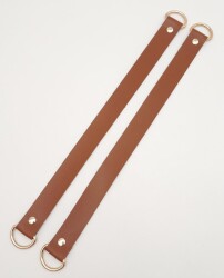 Angel Çanta Aksesuar Suni Deri 38x2.5 cm Taba Renk Çift Çanta Sapı Light Gold Metalli - 2