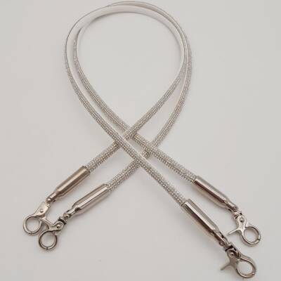 Angel Çanta Aksesuar Taşlı Kancalı Kovanlı Çift Çanta Sapı Gümüş Renk - 2