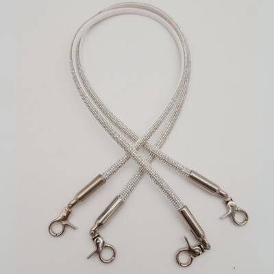 Angel Çanta Aksesuar Taşlı Kancalı Kovanlı Çift Çanta Sapı Gümüş Renk - 3