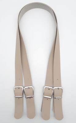 Angel Çanta Aksesuar Tokalı Model Suni Deri Bej Renk Çift Çanta Sapı Gümüş Metal - 1