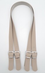 Angel Çanta Aksesuar Tokalı Model Suni Deri Bej Renk Çift Çanta Sapı Gümüş Metal - Angel Çanta Aksesuar