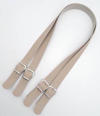 Angel Çanta Aksesuar Tokalı Model Suni Deri Bej Renk Çift Çanta Sapı Gümüş Metal - 2