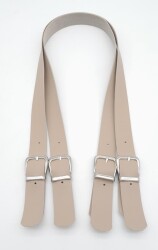 Angel Çanta Aksesuar Tokalı Model Suni Deri Bej Renk Çift Çanta Sapı Gümüş Metal - 3