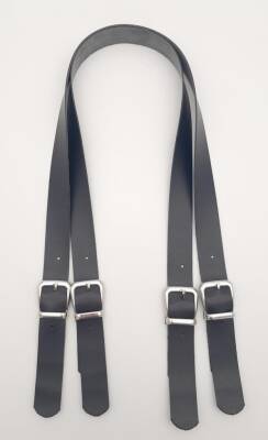 Angel Çanta Aksesuar Tokalı Model Suni Deri Siyah Renk Çift Çanta Sapı Gümüş Metal - 1