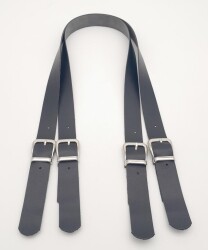 Angel Çanta Aksesuar Tokalı Model Suni Deri Siyah Renk Çift Çanta Sapı Gümüş Metal - 2