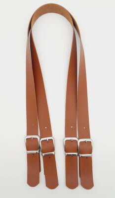 Angel Çanta Aksesuar Tokalı Model Suni Deri Taba Renk Çift Çanta Sapı Gümüş Metal - 1