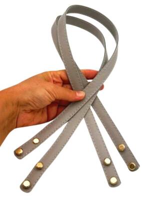 Angel Çanta Aksesuar 70x1.8 cm Suni Deri Açık Gri Renk Vidalı Çanta Sapı - 1