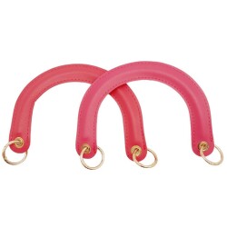 Angel Çanta Aksesuar Yaylı Halkalı Kapsüllü Suni Deri Fuşya Renk Tutma Sapı Light Gold Metalli - Angel Çanta Aksesuar