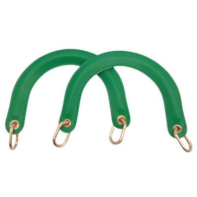 Angel Çanta Aksesuar Yaylı Halkalı Kapsüllü Suni Deri Yeşil Renk Tutma Sapı Light Gold Metalli - 1