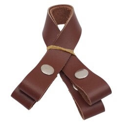 Angel Çanta Aksesuar 30 cm Gerçek Deri Kızıl Kahve Renk Çıtçıtlı Sap Gümüş Metalli - 2