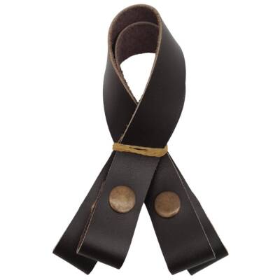 Angel Çanta Aksesuar 30 cm Gerçek Deri Koyu Kahverengi Çıtçıtlı Sap Antik Metalli - 1