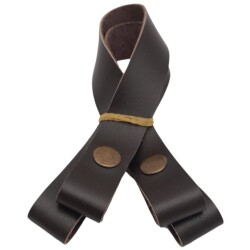 Angel Çanta Aksesuar 30 cm Gerçek Deri Koyu Kahverengi Çıtçıtlı Sap Antik Metalli - 2