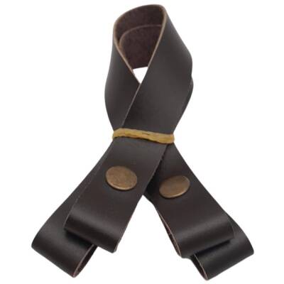 Angel Çanta Aksesuar 30 cm Gerçek Deri Koyu Kahverengi Çıtçıtlı Sap Antik Metalli - 2