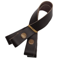 Angel Çanta Aksesuar 30 cm Gerçek Deri Koyu Kahverengi Çıtçıtlı Sap Antik Metalli - 3