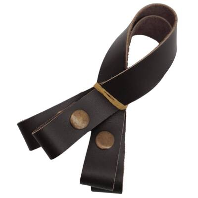 Angel Çanta Aksesuar 30 cm Gerçek Deri Koyu Kahverengi Çıtçıtlı Sap Antik Metalli - 3