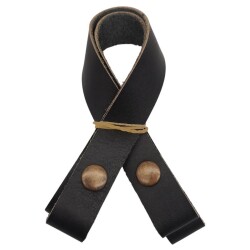 Angel Çanta Aksesuar 30 cm Gerçek Deri Siyah Renk Çıtçıtlı Sap Antik Metalli - Angel Çanta Aksesuar