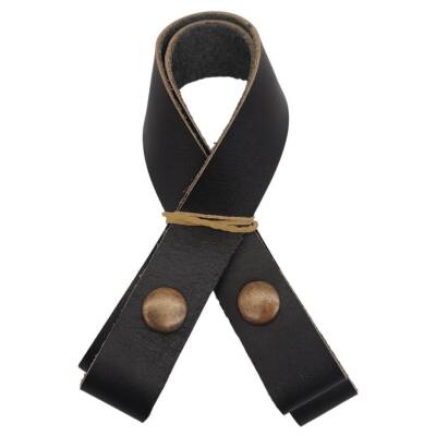 Angel Çanta Aksesuar 30 cm Gerçek Deri Siyah Renk Çıtçıtlı Sap Antik Metalli - 1