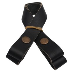 Angel Çanta Aksesuar 30 cm Gerçek Deri Siyah Renk Çıtçıtlı Sap Antik Metalli - 3